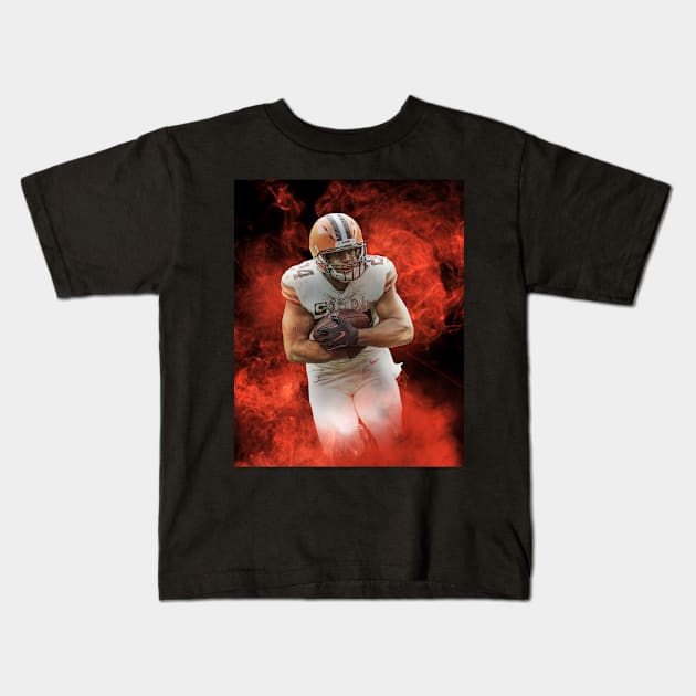 Nick Chubb Cleveland Sports Art Kids T-Shirt by JRoseGraphics